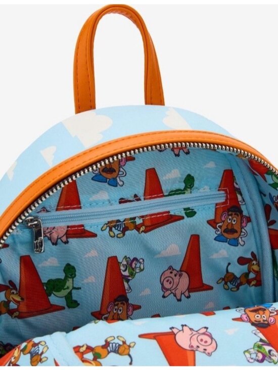 Loungefly Mini Backpack Toy Story 2 Walking Cones Scene Disney Pixar Orange NWT